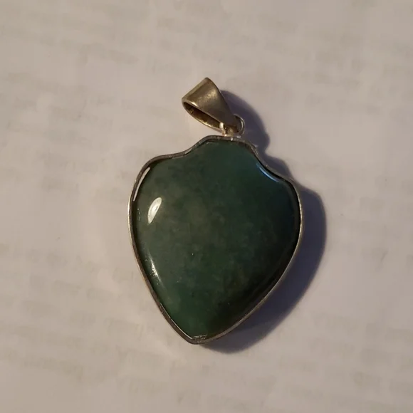 Vintage (80s) Green Agate Pendant - Picture 2 of 3